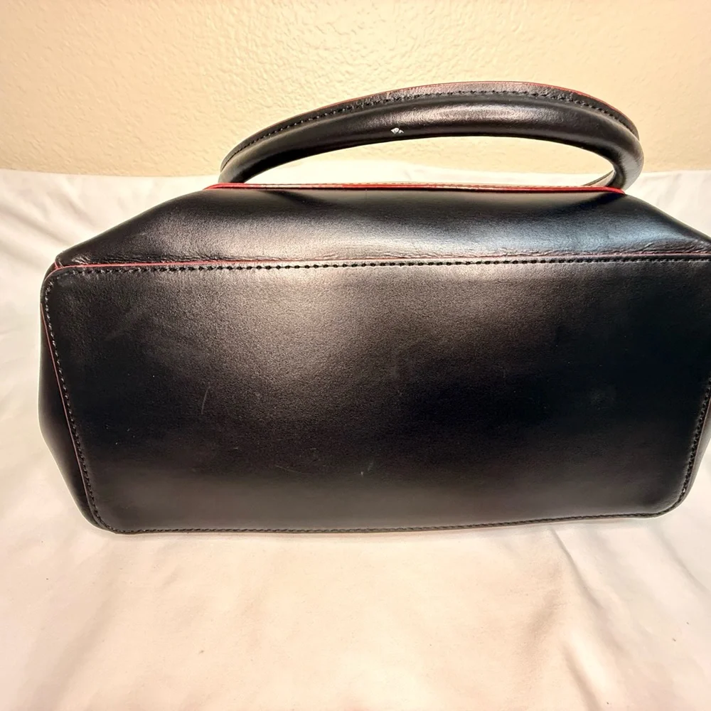 Lodis Black Red Edging Genuine Leather Large Tablet Tote Bag RFID & Cosmetic Bag